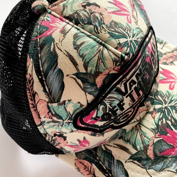 Vans Off The Wall Classic Unisex Snap Back Trucker Hat Hawaiian Tropical Floral - Picture 2 of 11